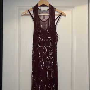 Purple Plum beaded dress with slip